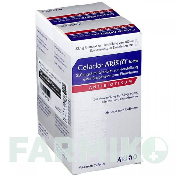 ЦЕФАКЛОР (CEFACLOR) 250 мг/5 мл гранули 2x100 мл - Цефаклор ARISTO PHARMA