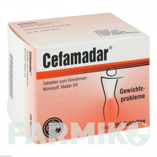 ЦЕФАМАДАР (CEFAMADAR) таблетки 200 шт - Активні речовини CEFAK
