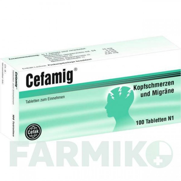 ЦЕФАМІГ (CEFAMIG) таблетки 100 шт - Активні речовини CEFAK