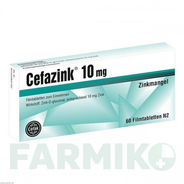 ЦЕФАЦИНК (CEFAZINK) 10 мг таблетки 60 шт - Цинка глюконат CEFAK