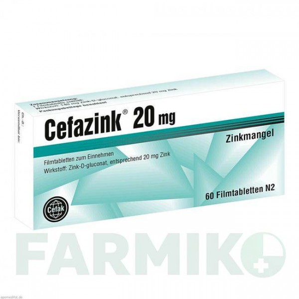 ЦЕФАЦИНК (CEFAZINK) 20 мг таблетки 60 шт - Цинка глюконат CEFAK