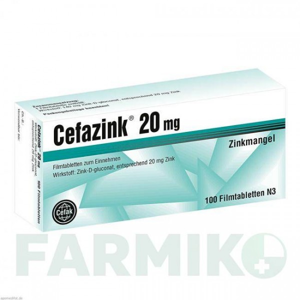 ЦЕФАЦИНК (CEFAZINK) 20 мг таблетки 100 шт - Цинка глюконат CEFAK