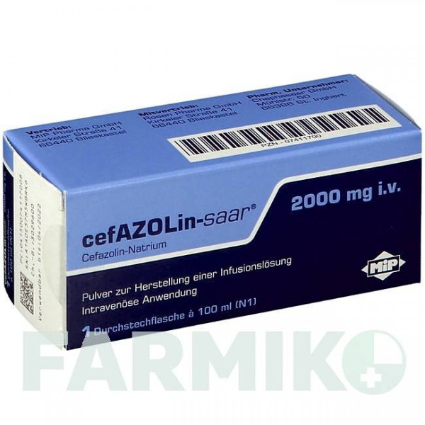 ЦЕФАЗОЛІН (CEFAZOLIN) 2000 мг порошок 100 мл - Цефазолін MIP PHARMA