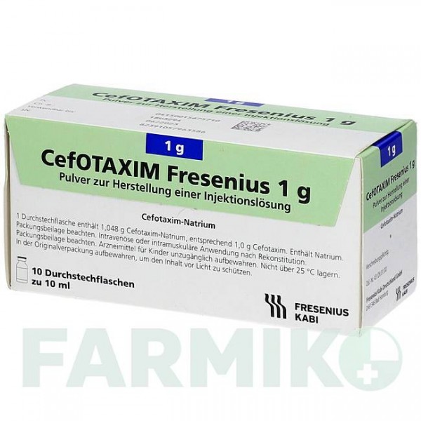 ЦЕФОТАКСИМ (CEFOTAXIM) 1 г порошок 10x10 мл - Цефотаксим FRESENIUS