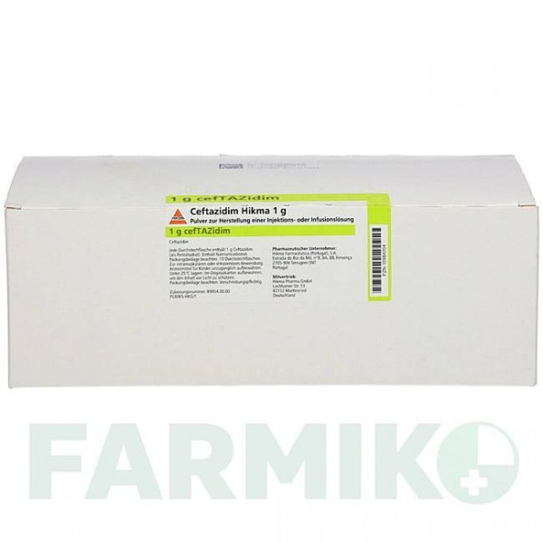 ЦЕФТАЗИДИМ (CEFTAZIDIM) 1 г порошок 10 шт - Цефтазидим HIKMA
