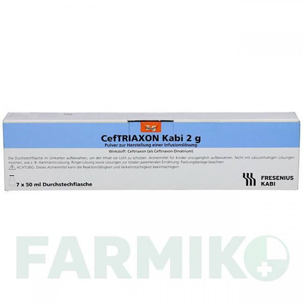 ЦЕФТРИАКСОН (CEFTRIAXON) 2,0 г порошок 7x50 мл - Цефтриаксон FRESENIUS