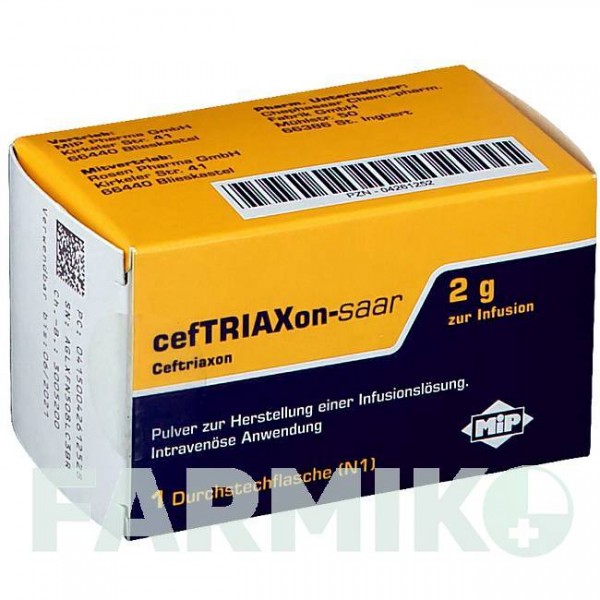 ЦЕФТРИАКСОН (CEFTRIAXON) 2 г порошок 1x50 мл - Цефтриаксон MIP PHARMA