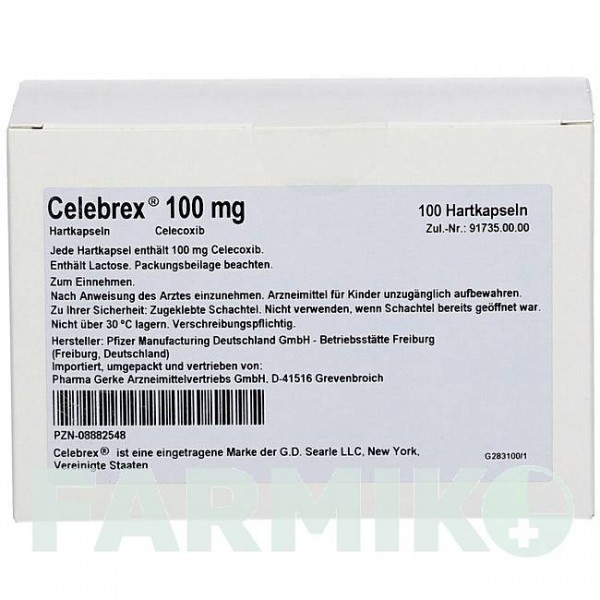 ЦЕЛЕБРЕКС (CELEBREX) 100 мг капсули 100 шт - Целекоксиб PHARMA GERKE