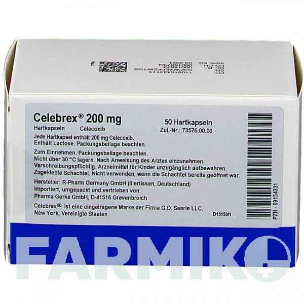 ЦЕЛЕБРЕКС (CELEBREX) 200 мг капсули 20 шт - Целекоксиб PHARMA GERKE