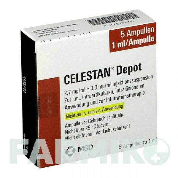 ЦЕЛЕСТАН (CELESTAN) 2,7 мг + 3 мг суспензія 5x1 мл - Бетаметазон депо ORGANON