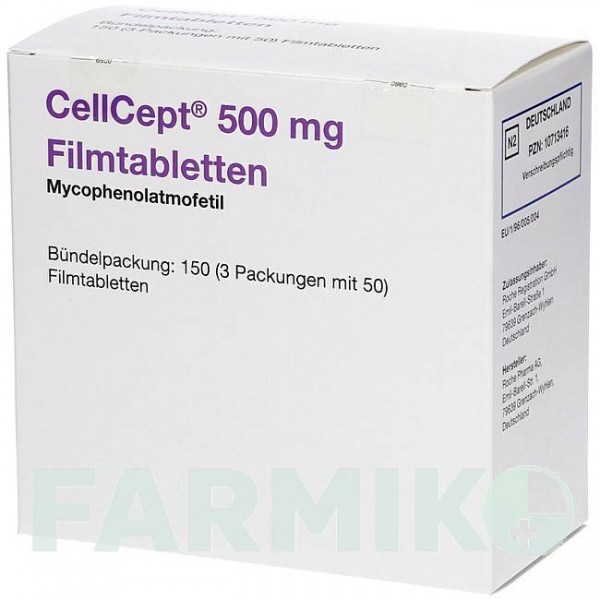 СЕЛЛСЕПТ (CELLCEPT) 500 мг таблетки 150 шт - Микофеноловая кислота 2CARE4