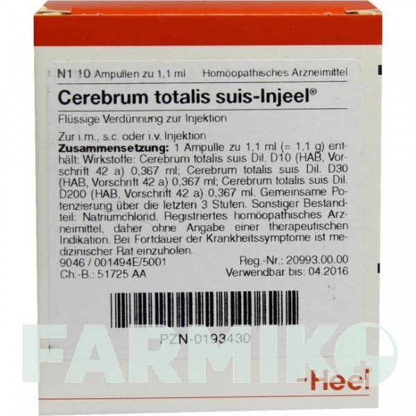 ЦЕРЕБРУМ ТОТАЛИС (CEREBRUM TOTALIS) ампулы 10 шт - Гомеопатия BIOLOGISCHE HEILMITTEL HEEL
