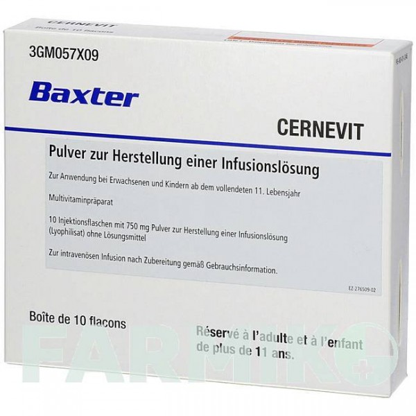 ЦЕРНЕВІТ (CERNEVIT) 750 мг порошок 10 шт - Активні речовини EURIMPHARM