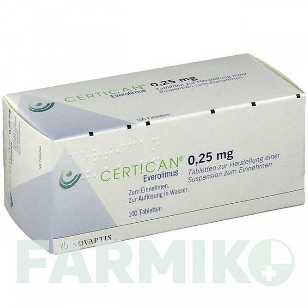 СЕРТИКАН (CERTICAN) 0,25 мг таблетки 100 шт - Эверолимус NOVARTIS