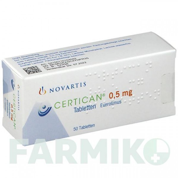 СЕРТИКАН (CERTICAN) 0,5 мг таблетки 50 шт - Еверолімус ORIFARM