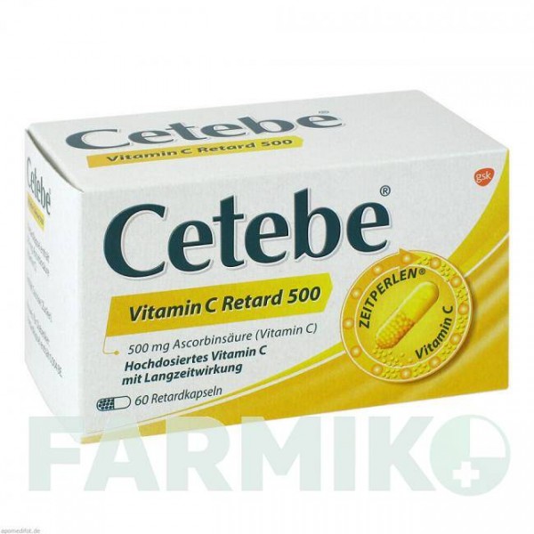 ЦЕТЕБЕ (CETEBE) 500 мг капсулы 60 шт - Витамин C (Аскорбиновая кислота) STADA