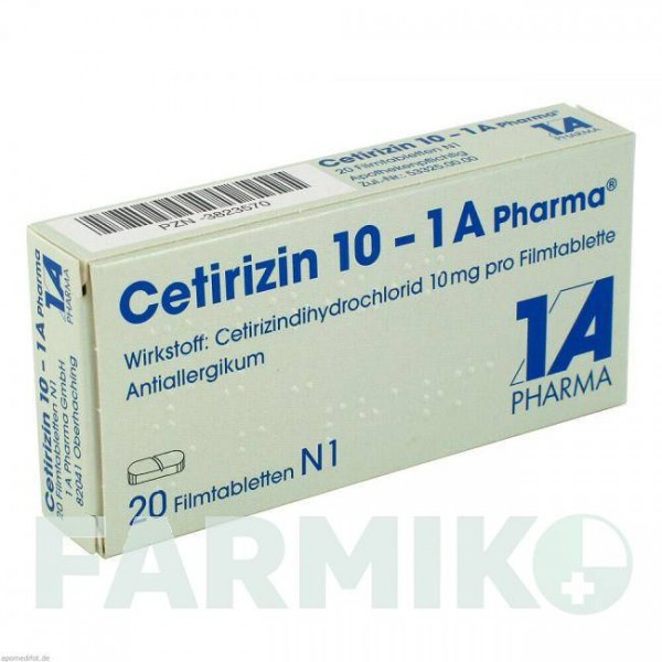 ЦЕТИРИЗИН (CETIRIZIN) 10 таблетки 20 шт - Цетиризин 1 A PHARMA