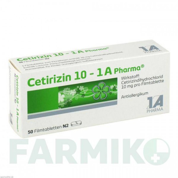 ЦЕТИРИЗИН (CETIRIZIN) 10 таблетки 50 шт - Цетиризин 1 A PHARMA
