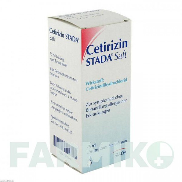 ЦЕТИРИЗИН (CETIRIZIN) 10 мг/10 мл розчин 75 мл - Цетиризин STADA