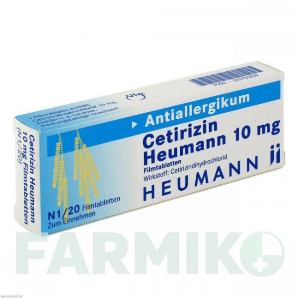 ЦЕТИРИЗИН (CETIRIZIN) 10 мг таблетки 20 шт - Цетиризин HEUMANN PHARMA