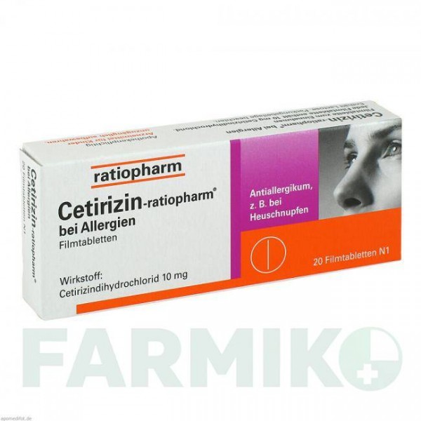 ЦЕТИРИЗИН (CETIRIZIN) 10 мг таблетки 20 шт - Цетиризин RATIOPHARM