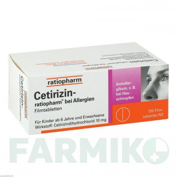 ЦЕТИРИЗИН (CETIRIZIN) 10 мг таблетки 100 шт - Цетиризин RATIOPHARM