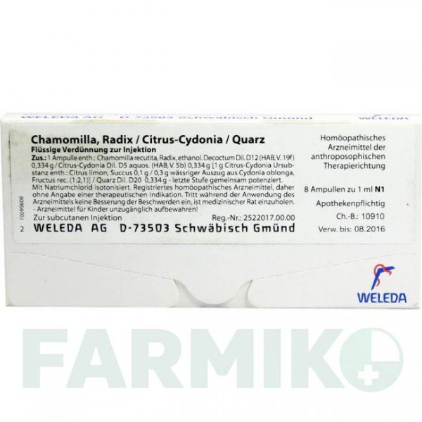 ХАМОМИЛЛА РАДИКС (CHAMOMILLA RADIX) ампулы 8x1 мл - Гомеопатия WELEDA