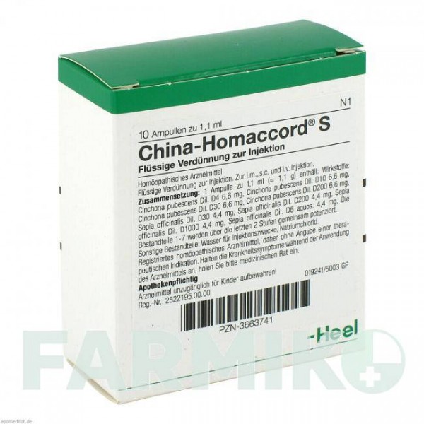 ХИНА ХОМАККОРД (CHINA HOMACCORD) ампулы 10 шт - Гомеопатия BIOLOGISCHE HEILMITTEL HEEL