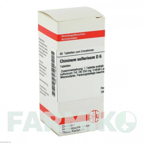 ХИНИНУМ СУЛЬФУРИКУМ (CHININUM SULFURICUM) D 6 таблетки 80 шт - Гомеопатия DHU