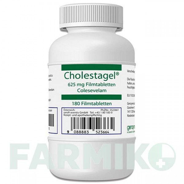 ХОЛЕСТАГЕЛЬ (CHOLESTAGEL) 625 мг таблетки 180 шт - Колесевелам CHEPLAPHARM