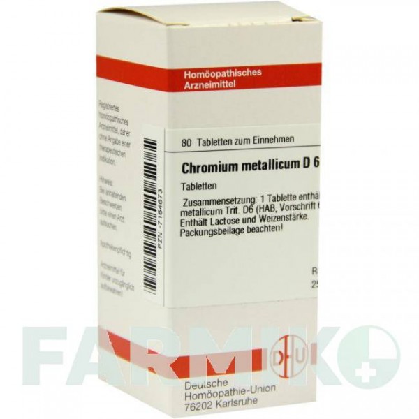 ХРОМИУМ МЕТАЛЛИКУМ (CHROMIUM METALLICUM) D 6 таблетки 80 шт - Гомеопатия DHU
