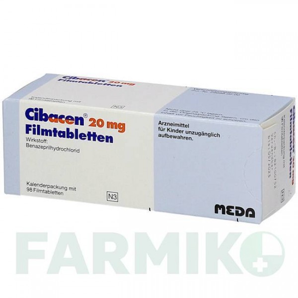 СИБАЦЕН (CIBACEN) 20 таблетки 98 шт - Беназеприл MEDA PHARMA