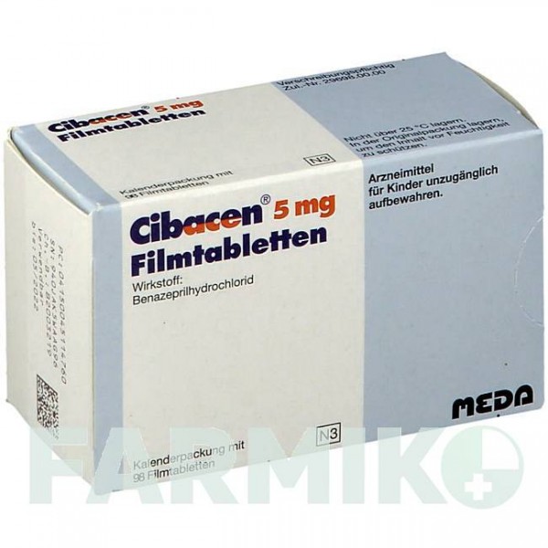 СИБАЦЕН (CIBACEN) 5 таблетки 98 шт - Беназеприл MEDA PHARMA