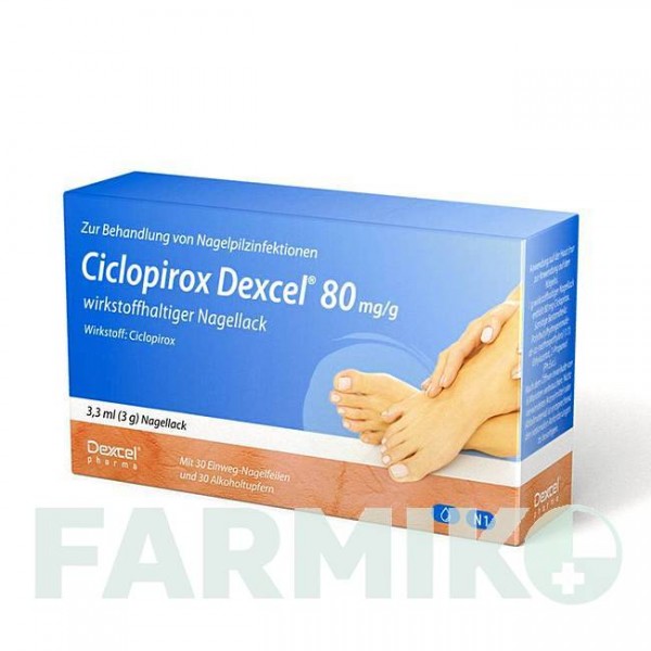 ЦИКЛОПИРОКС (CICLOPIROX) 80 мг/г лак 3,3 мл - Циклопирокс DEXCEL PHARMA