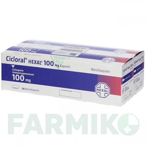 ЦИКЛОРАЛ (CICLORAL) 100 мг капсулы 2x50 шт - Циклоспорин HEXAL