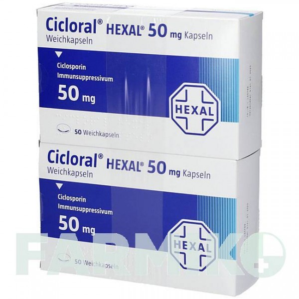 ЦИКЛОРАЛ (CICLORAL) 50 мг капсулы 2x50 шт - Циклоспорин HEXAL