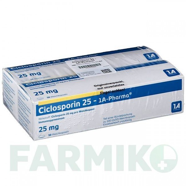 ЦИКЛОСПОРИН (CICLOSPORIN) 25 капсули 100 шт - Циклоспорин 1 A PHARMA