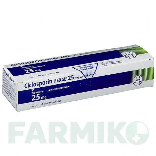 ЦИКЛОСПОРИН (CICLOSPORIN) 25 мг капсулы 30 шт - Циклоспорин HEXAL