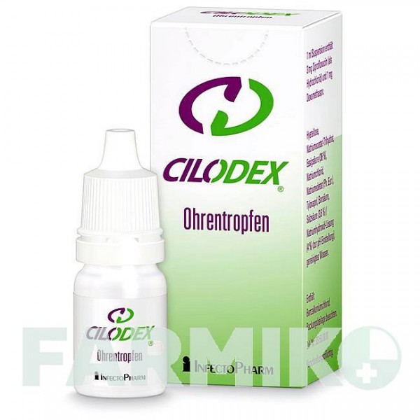 ЦИЛОДЕКС (CILODEX) 3 мг/мл 1 мг/мл капли 5 мл - Дексаметазон, Ципрофлоксацин INFECTOPHARM