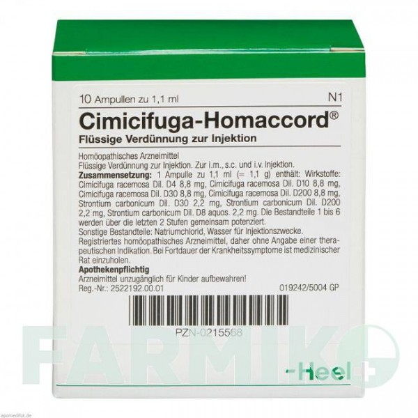 ЦИМИЦИФУГА ХОМАККОРД (CIMICIFUGA HOMACCORD) ампулы 10 шт - Гомеопатия BIOLOGISCHE HEILMITTEL HEEL