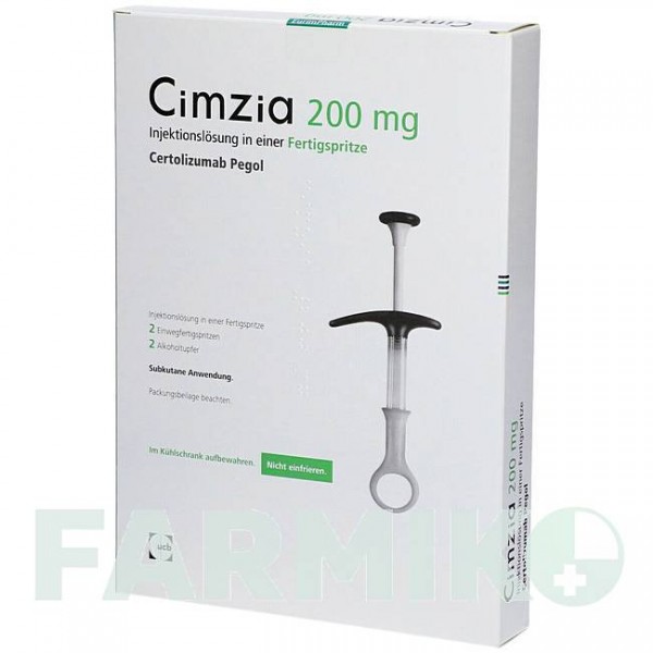 ЦИМЗИЯ (CIMZIA) 200 мг раствор 1x2 шт - Цертолизумаб пегол EURIMPHARM