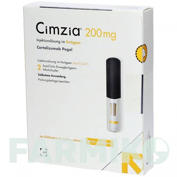 ЦИМЗИЯ (CIMZIA) 200 мг раствор 1x2 шт - Цертолизумаб пегол UCB PHARMA
