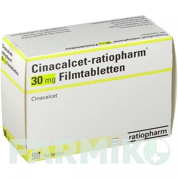 ЦИНАКАЛЬЦЕТ (CINACALCET) 30 мг таблетки 98 шт - Цинакальцет RATIOPHARM