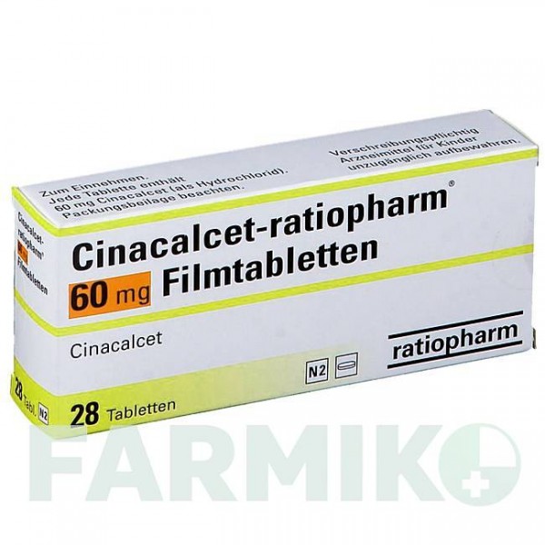 ЦИНАКАЛЬЦЕТ (CINACALCET) 60 мг таблетки 28 шт - Цинакальцет RATIOPHARM