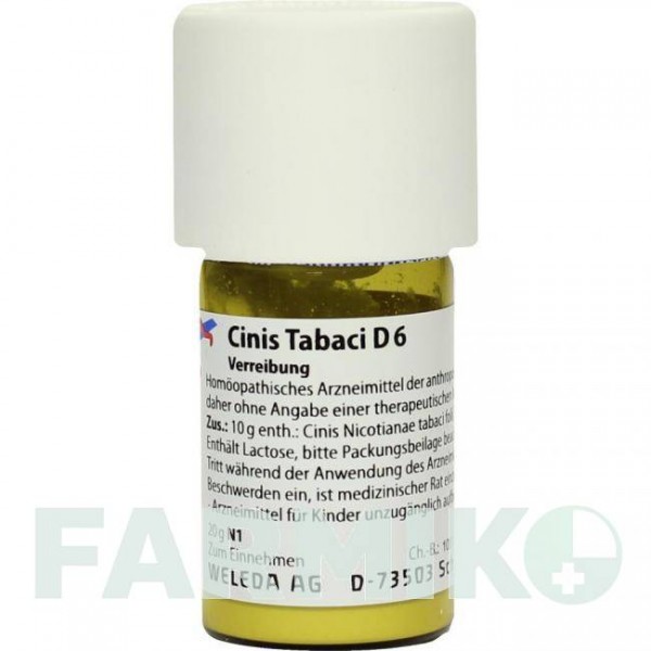 ЦИНИС ТАБАЦИ (CINIS TABACI) D 6 тритурация 20 г - Гомеопатия WELEDA