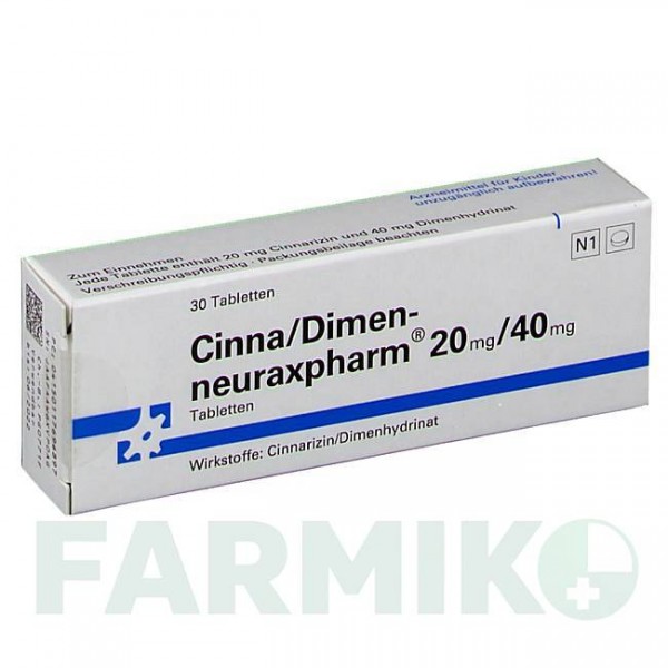ЦИННА ДИМЕН (CINNA DIMEN) 20 мг/40 мг таблетки 30 шт - Цинаризин, Інше NEURAXPHARM