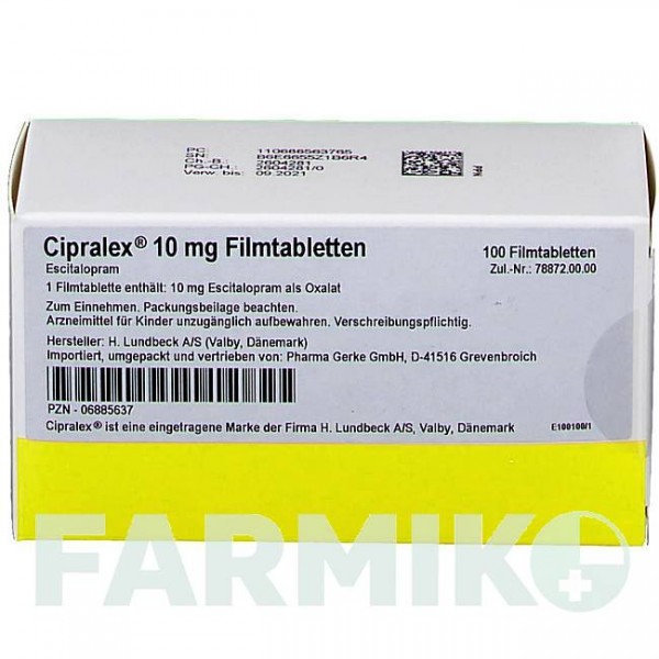 ЦИПРАЛЕКС (CIPRALEX) 10 мг таблетки 100 шт - Есциталопрам PHARMA GERKE