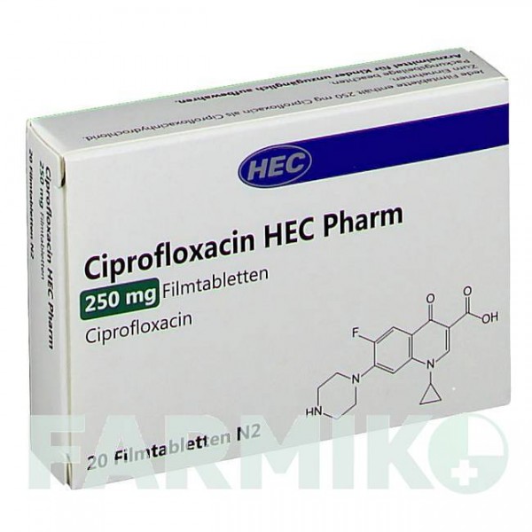 ЦИПРОФЛОКСАЦИН (CIPROFLOXACIN) 250 мг таблетки 20 шт - Ципрофлоксацин HEC PHARM