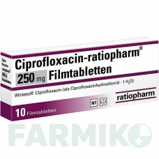ЦИПРОФЛОКСАЦИН (CIPROFLOXACIN) 250 мг таблетки 20 шт - Ципрофлоксацин RATIOPHARM