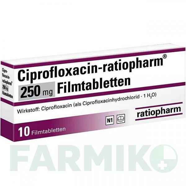 ЦИПРОФЛОКСАЦИН (CIPROFLOXACIN) 250 мг таблетки 20 шт - Ципрофлоксацин RATIOPHARM